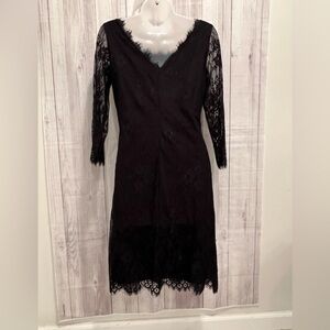ÓNIX NITE  romantic black lace dress 3/4 sleeves size 4
